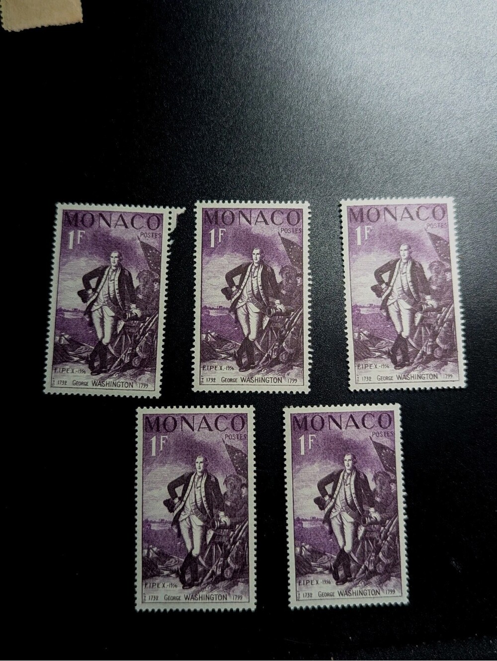 5 Pcs Monaco #354 (A92) VF MVLH - 1956 1fr George Washington / fipex
